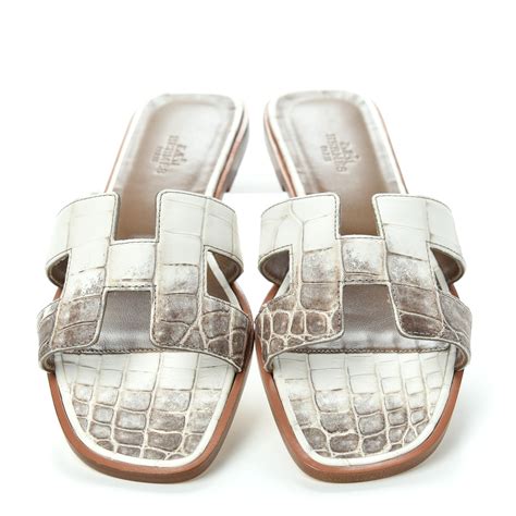 crocodile hermes slippers|HERMES Matte Niloticus Crocodile Himalaya Oran Sandals 36 .